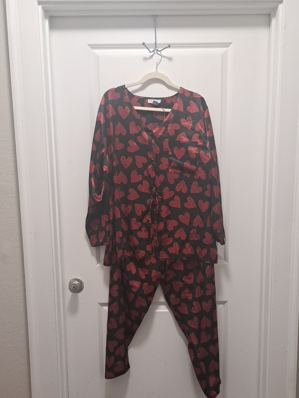 Morgan Taylor Black One-Piece with Red Heart Print